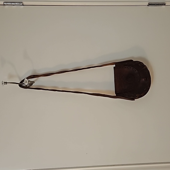 VTG 1970s Brazilian Leather Rustic Boho Braided Strap Saddle Bag - Picture 2 of 10